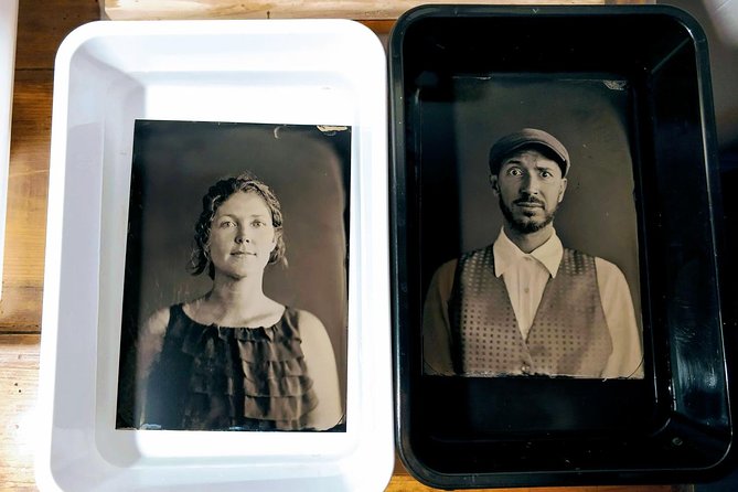 19th Century Photography Experience - Watching the dark room process under safe red light