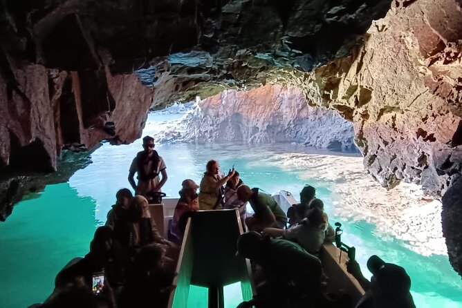 Catamaran trip to Berlengas Island + visit to the caves - What Really Happens on the Cave Stop (Glass-Bottom Boat, Guided, About 30 Minutes)