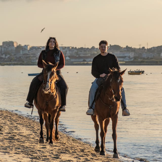 Horseback Riding On The Beach At Sunset - The pre-ride arena lesson: left, right, stop