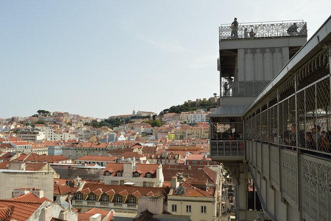 Lisbon city tour on history, culture and current topics - Santa Justa from below, then the observation deck panorama