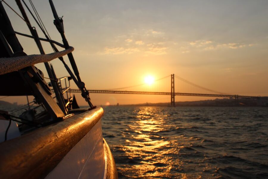 Lisbon: Daylight or Sunset on a Vintage Sailboat - Christ the King area: finishing with the big statue view