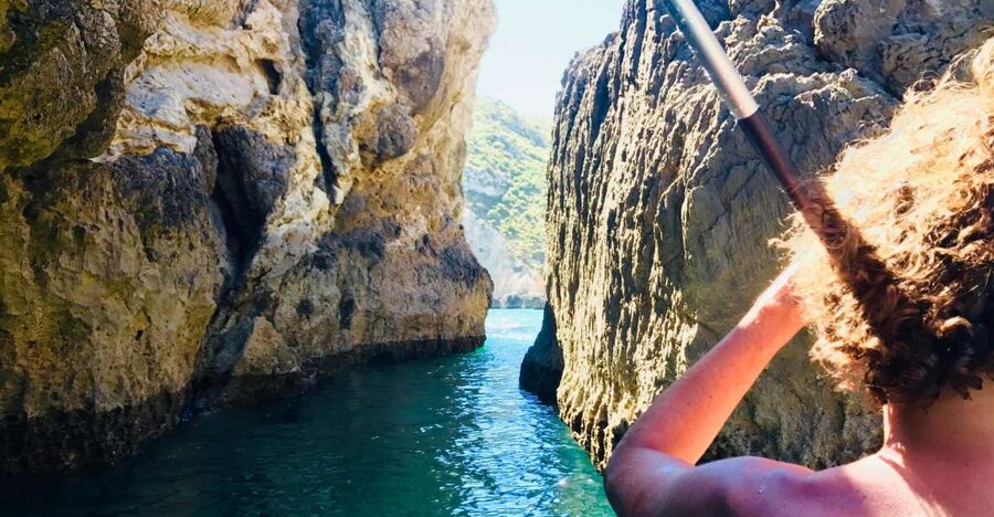 Lisbon: Full-Day Sesimbra Kayak Tour with Picnic - Paddling Toward Ribeiro do Cavalo: The Color Of The Water Is The Main Event