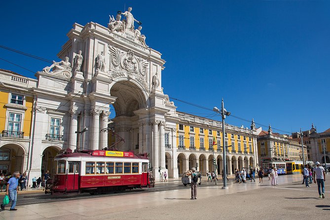 Lisbon Hills Red Tram by Tram 28 route - The XII Cent Monument stop, then a Tagus viewpoint moment