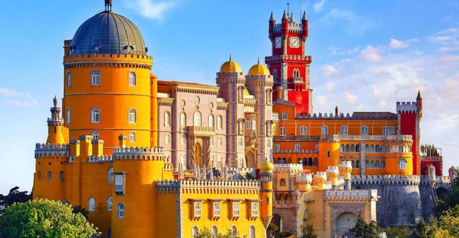 Lisbon: Sintra, Pena Palace and Cascais Region Private Tour - Pena Palace and Gardens, color, walk time, and the big payoff