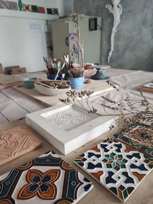 Sintra: Hispanic Moorish Tile Workshop - The studio experience: making with clay, then painting glazes